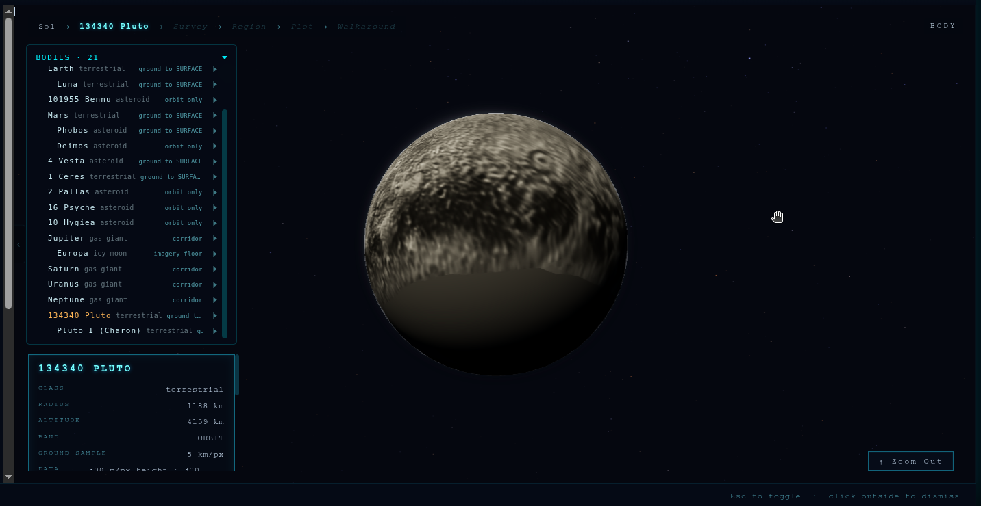 Solar-system body browser