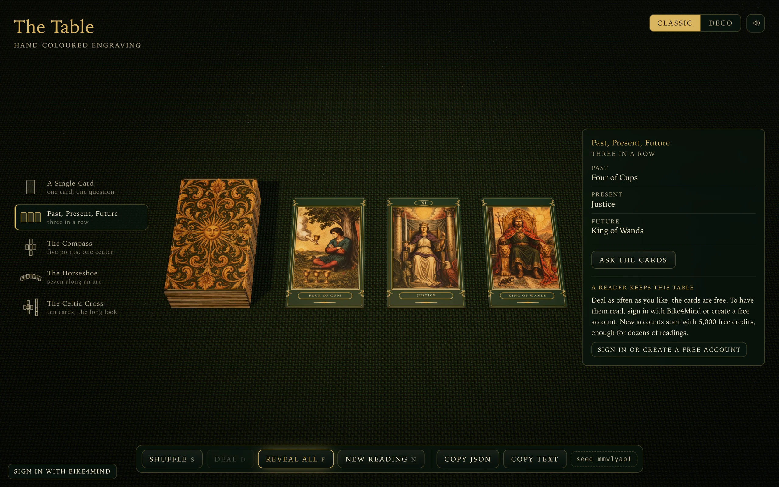 Cards revealed